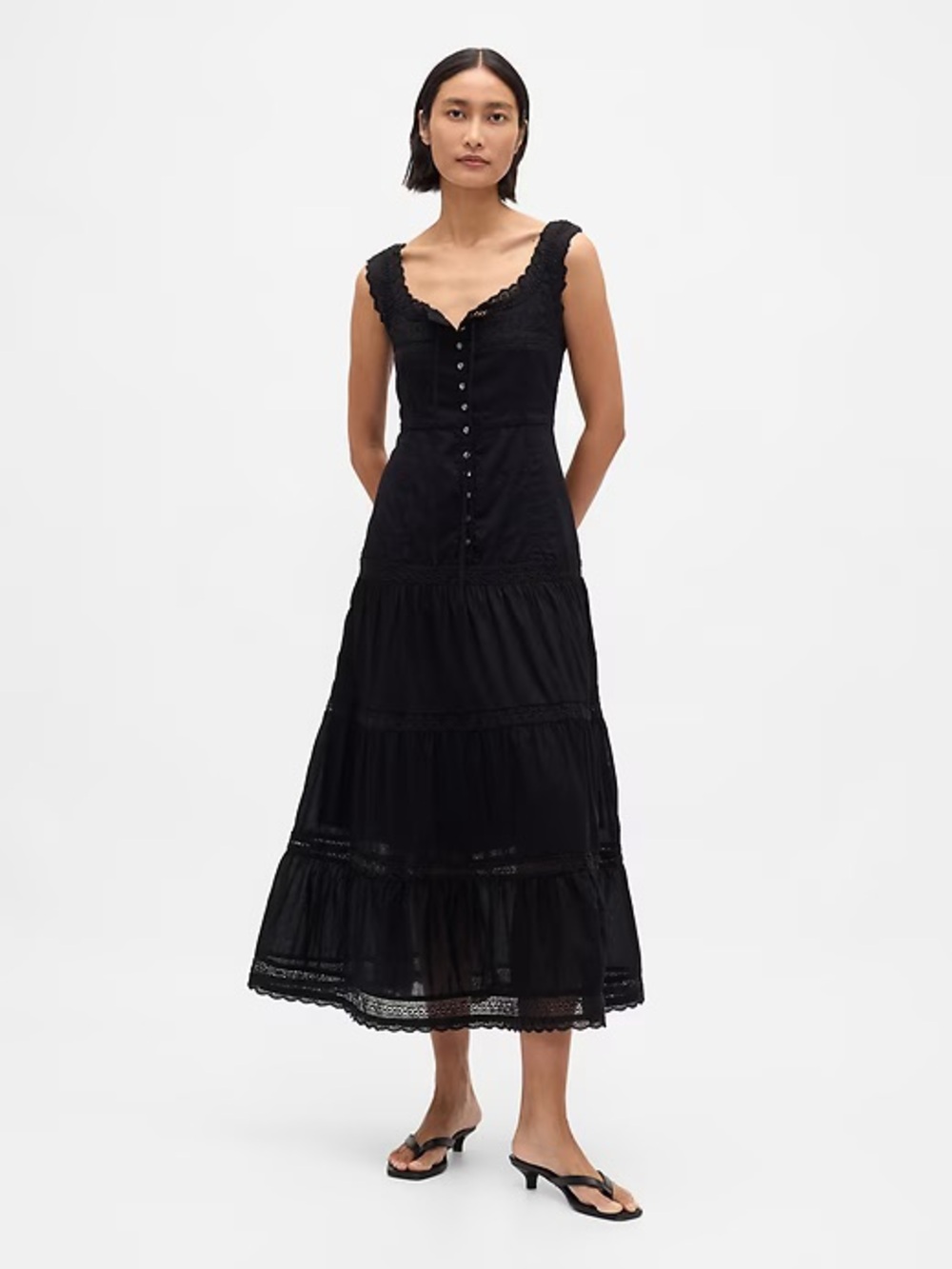 GAP Lace-Trim Tiered Maxi Dress - Picture 3 of 4